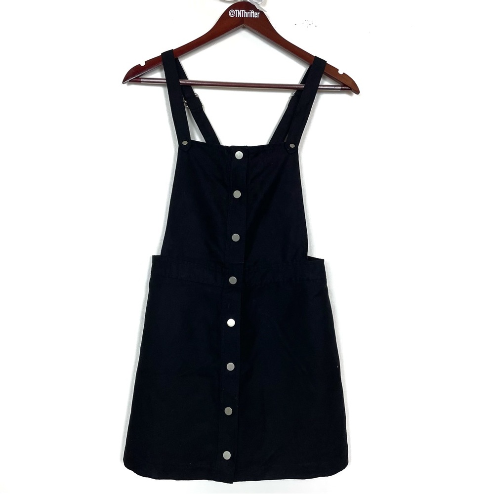 Divided Womens H&M Overall Skirt Size 4 Black Button Up Adjustable Fall Normcore - Picture 7 of 7